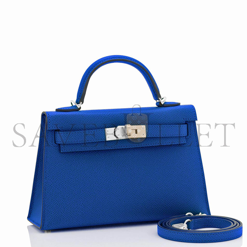 H**mes master mini kelly ii blue france epsom sellier bag (19*12*5.5cm)
